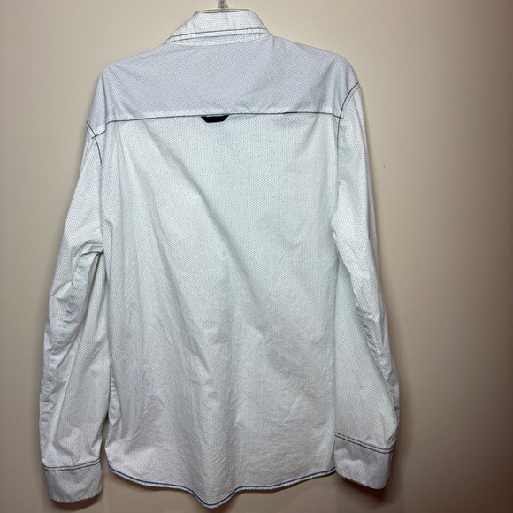Buckle Black Athletic Fit Men's White Dot Print Button Down Shirt Size L - Picture 3 of 8